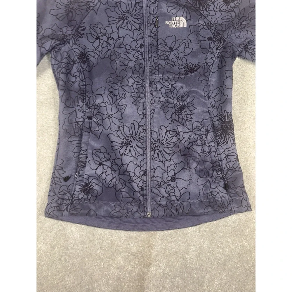 The North Face Full Zip Jacket Women Sz Xs Apex Bionic Floral Dk Purp Soft Shell